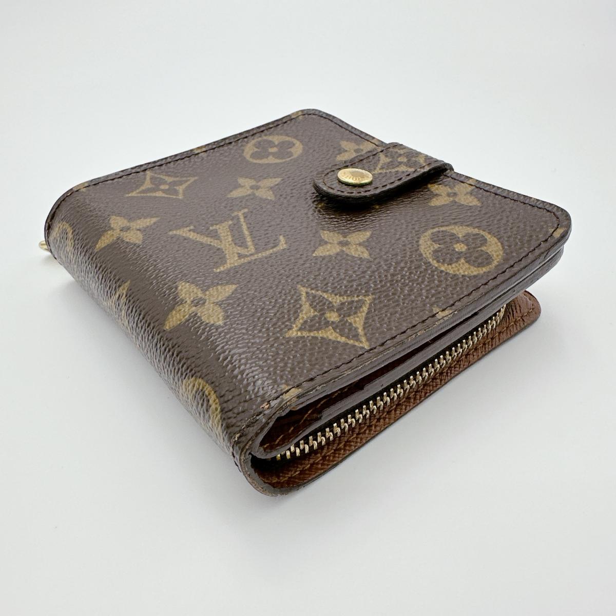 LOUIS VUITTON Bifold Wallet M61667 Monogram canvas Brown Card pocket with zipper Monogram Compact zip unisex(Unisex) Used Authentic