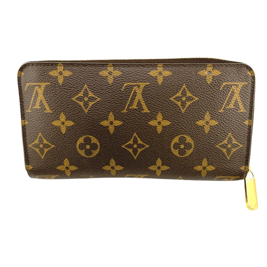 LOUIS VUITTON Long Wallet Purse M41895 Monogram canvas Brown x fuchsia Zip Around Monogram Zippy wallet Women Used Authentic
