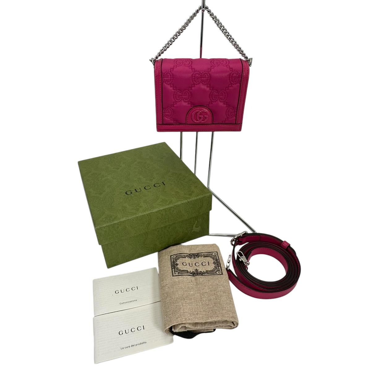 GUCCI Handbag Nylon, Leather pink Handbag 2WAY bag GG Mini Matelasse Women Used Authentic