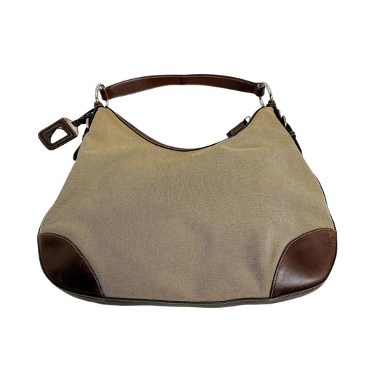 PRADA Handbag BR3423 Canvas, Leather beige one belt Logo jacquard Women Used Authentic
