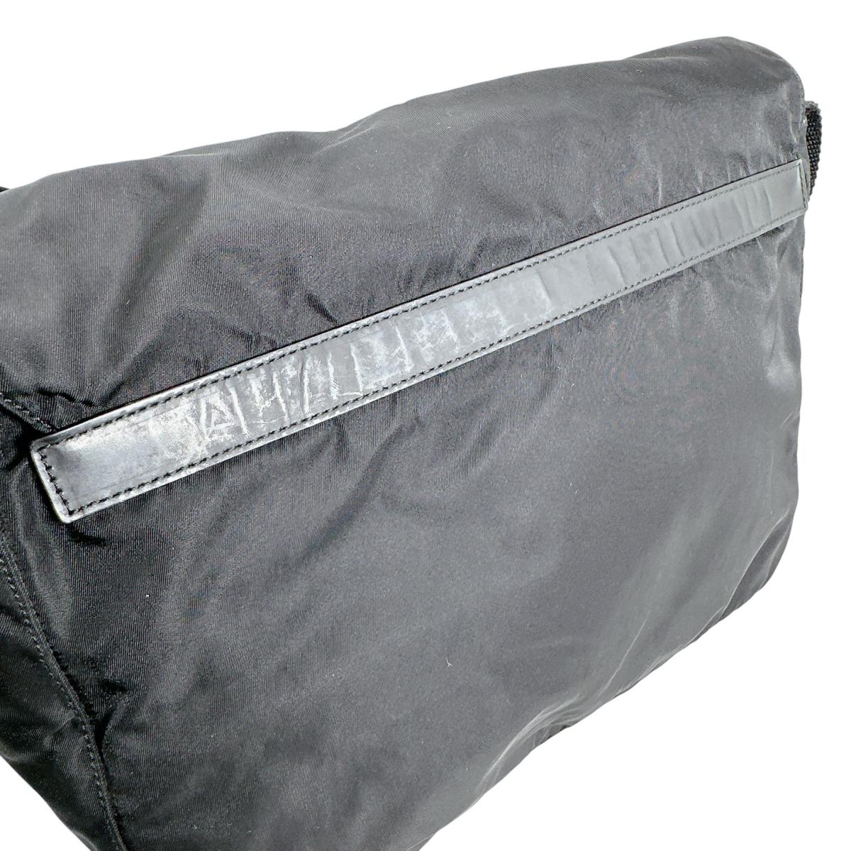 PRADA Shoulder Bag Nylon black Crossbody Triangle logo