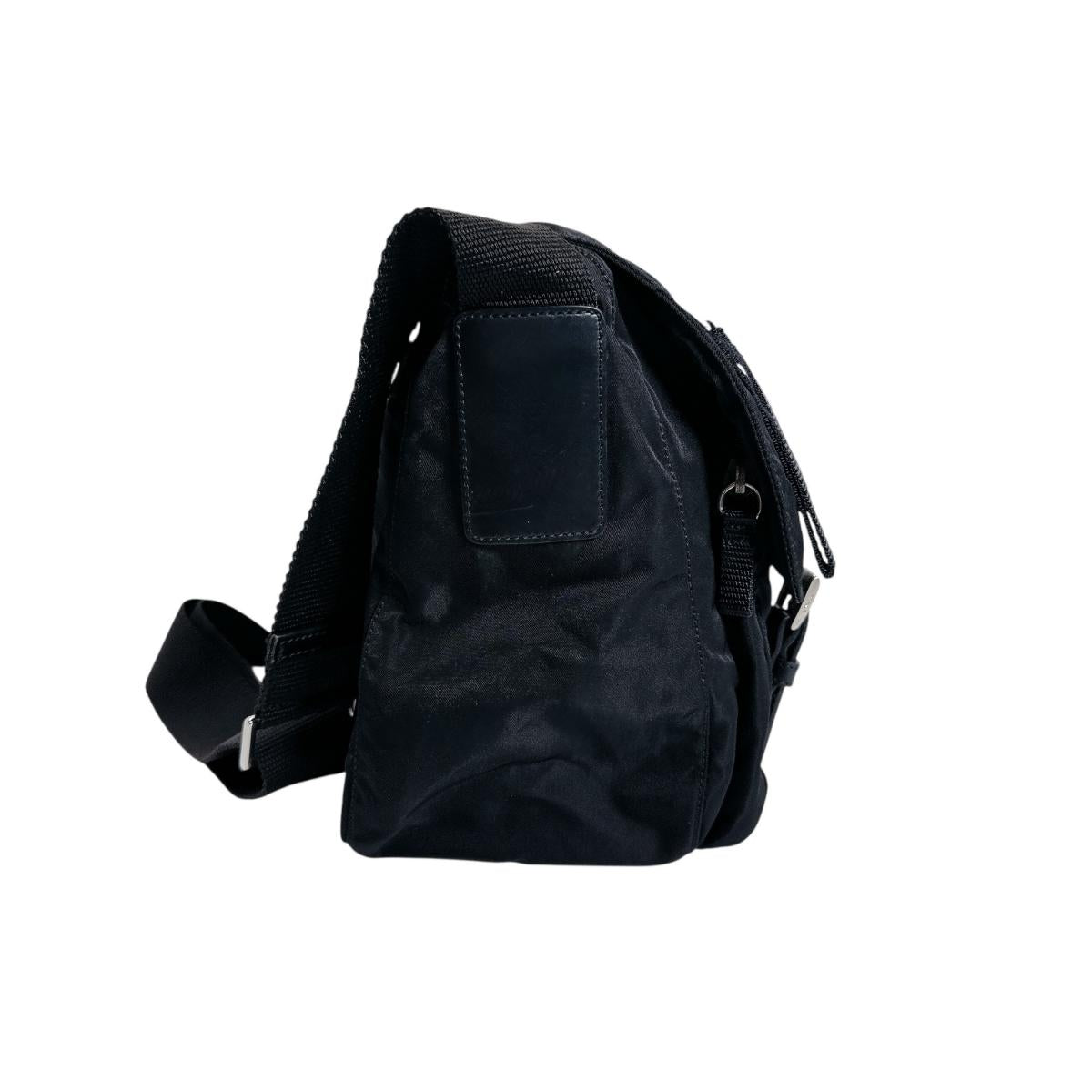 PRADA Shoulder Bag Nylon black Crossbody Triangle logo