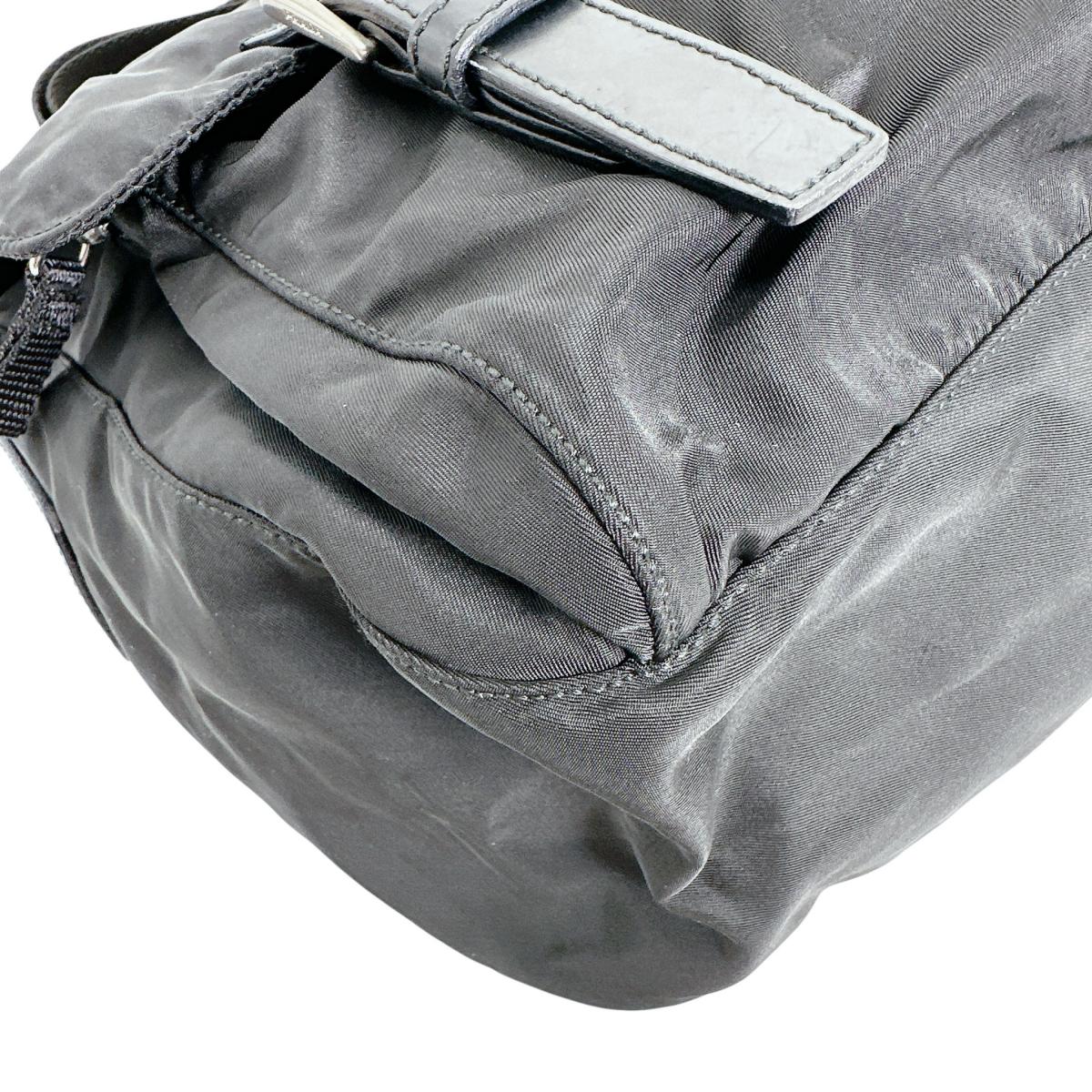 PRADA Shoulder Bag Nylon black Crossbody Triangle logo