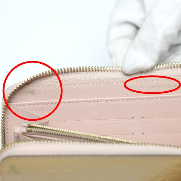 LOUIS VUITTON Long Wallet Purse M90076 Monogram Vernis Rose Angelique Zip Around Vernis Zippy wallet Women Used Authentic
