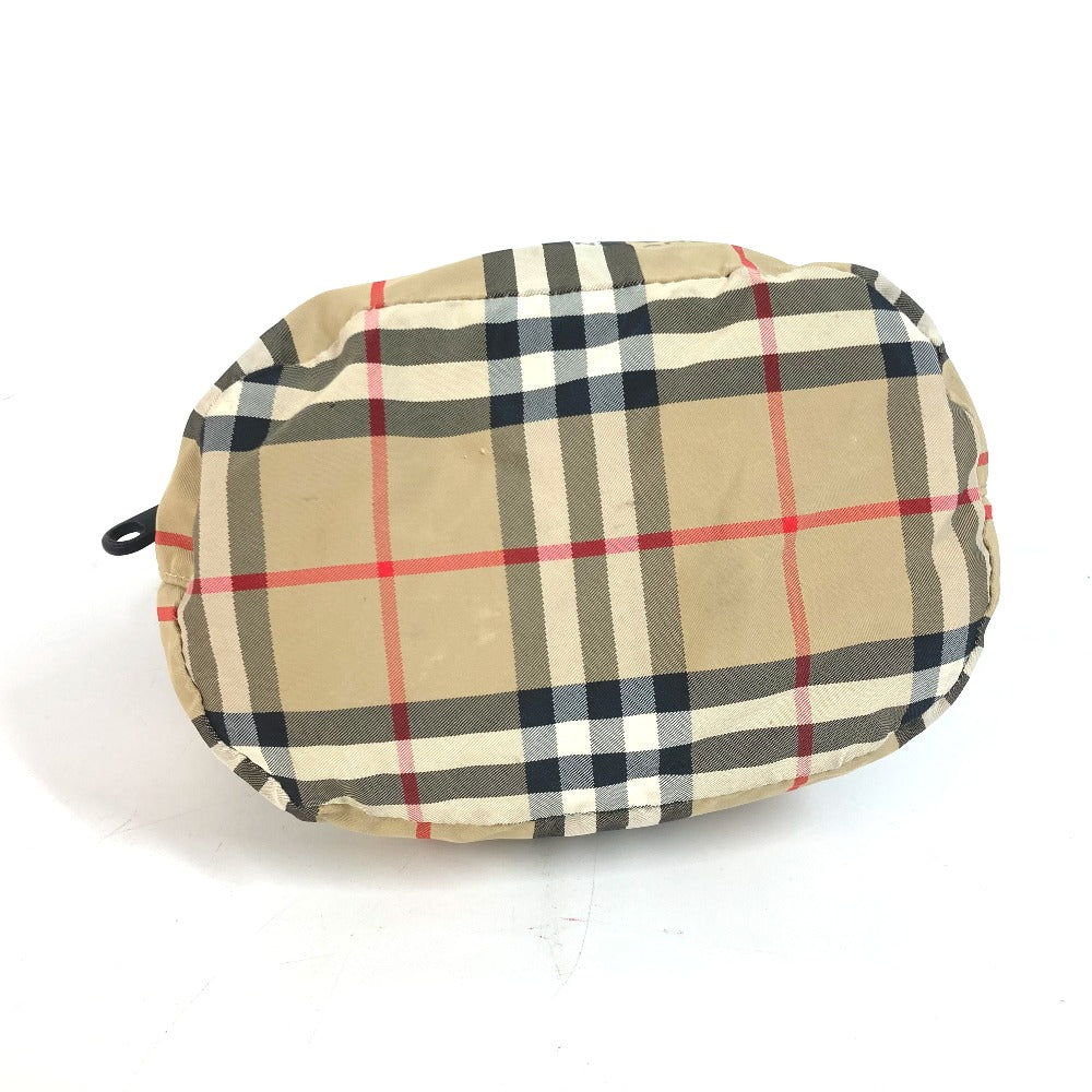 BURBERRY Pouch Nylon beige Handbag check Women Used Authentic