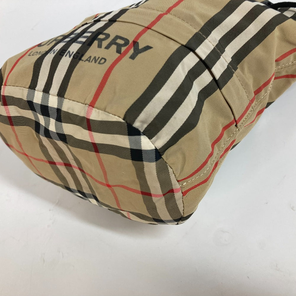 BURBERRY Pouch Nylon beige Handbag check Women Used Authentic