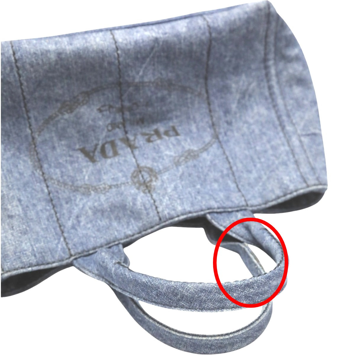 PRADA Tote Bag 1BG439 denim blue Tote Bag Canapa Women Used Authentic