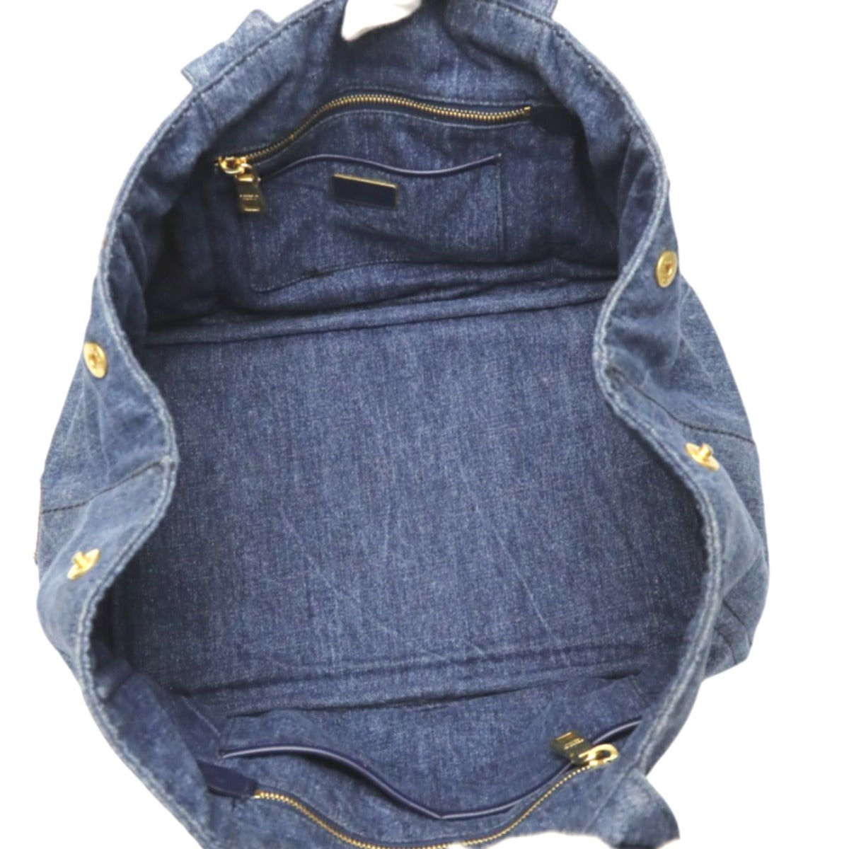 PRADA Tote Bag 1BG439 denim blue Tote Bag Canapa Women Used Authentic