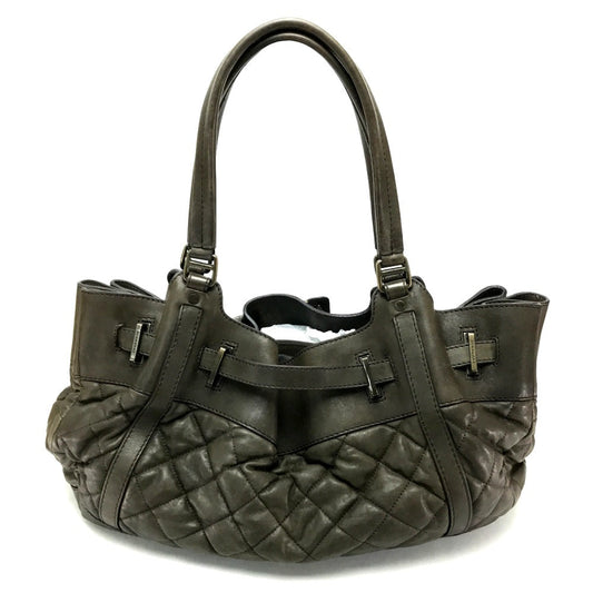 BURBERRY Tote Bag Lamb leather Brown Men's Women Quilted Leather unisex(Unisex) Used Authentic