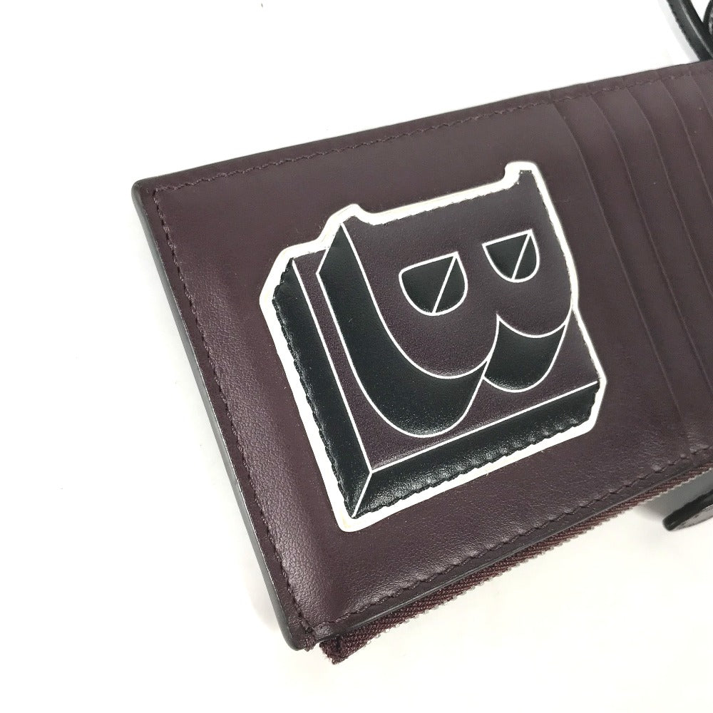 BURBERRY Coin case leather Purple Wallet Coin Pocket With TB strap mens Used Authentic