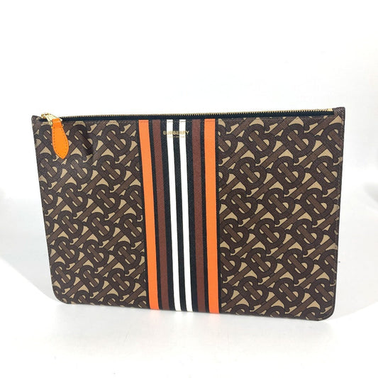 BURBERRY Clutch bag leather Brown TB logo unisex(Unisex) Used Authentic