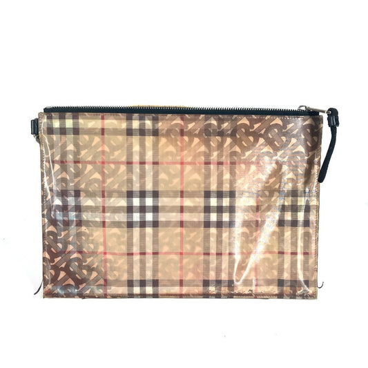 BURBERRY Clutch bag Nylon beige logo check TB