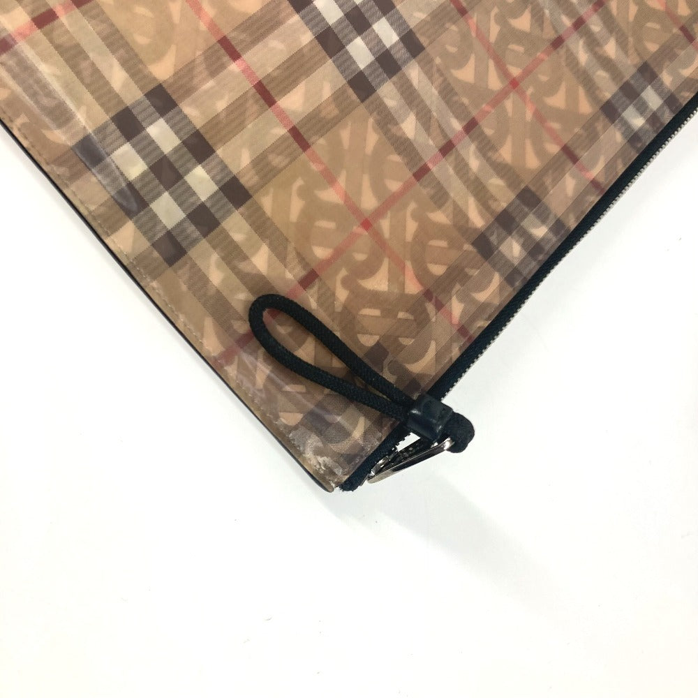 BURBERRY Clutch bag Nylon beige logo check TB