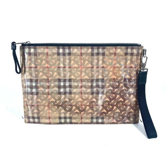 BURBERRY Clutch bag Nylon beige logo check TB
