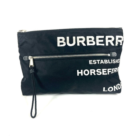 BURBERRY Clutch bag 8014756 Nylon black logo Horseferry