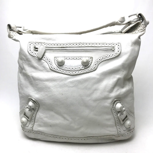 BALENCIAGA Shoulder Bag 204527 lambskin white Covered Giant Day Editors Women Used Authentic