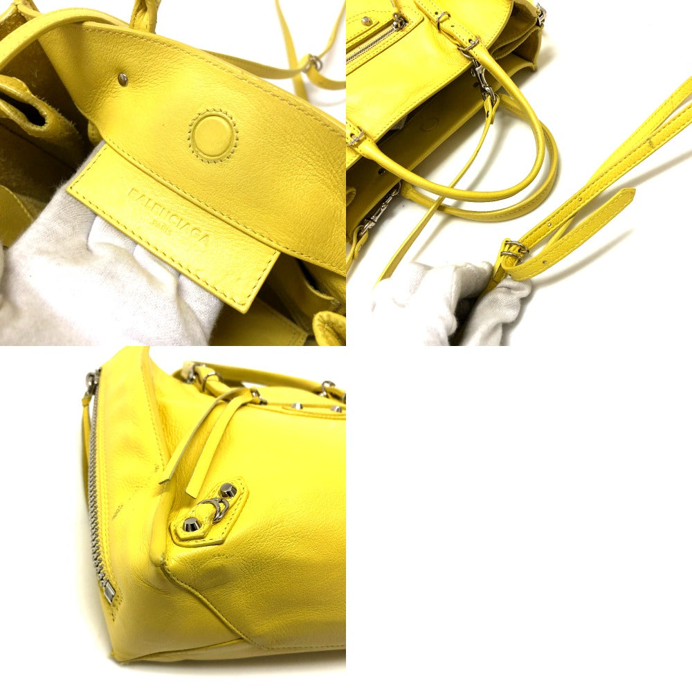 BALENCIAGA Shoulder Bag 357333 leather yellow Tote Bag Paper mini Women Used Authentic