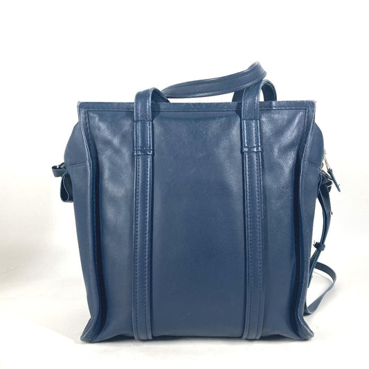 BALENCIAGA Tote Bag 443096 leather Navy Bazaar Shopper S Women Used Authentic