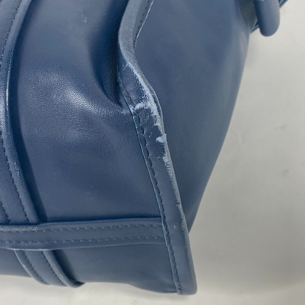 BALENCIAGA Tote Bag 443096 leather Navy Bazaar Shopper S Women Used Authentic
