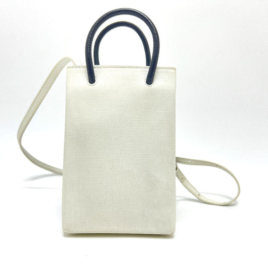 BALENCIAGA Tote Bag 593826 leather white Everyday Shopping Phone Shoulder Women Used Authentic