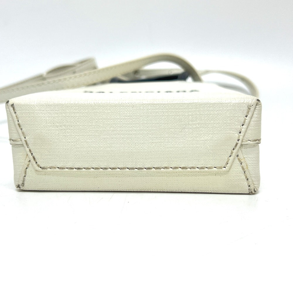 BALENCIAGA Tote Bag 593826 leather white Everyday Shopping Phone Shoulder Women Used Authentic