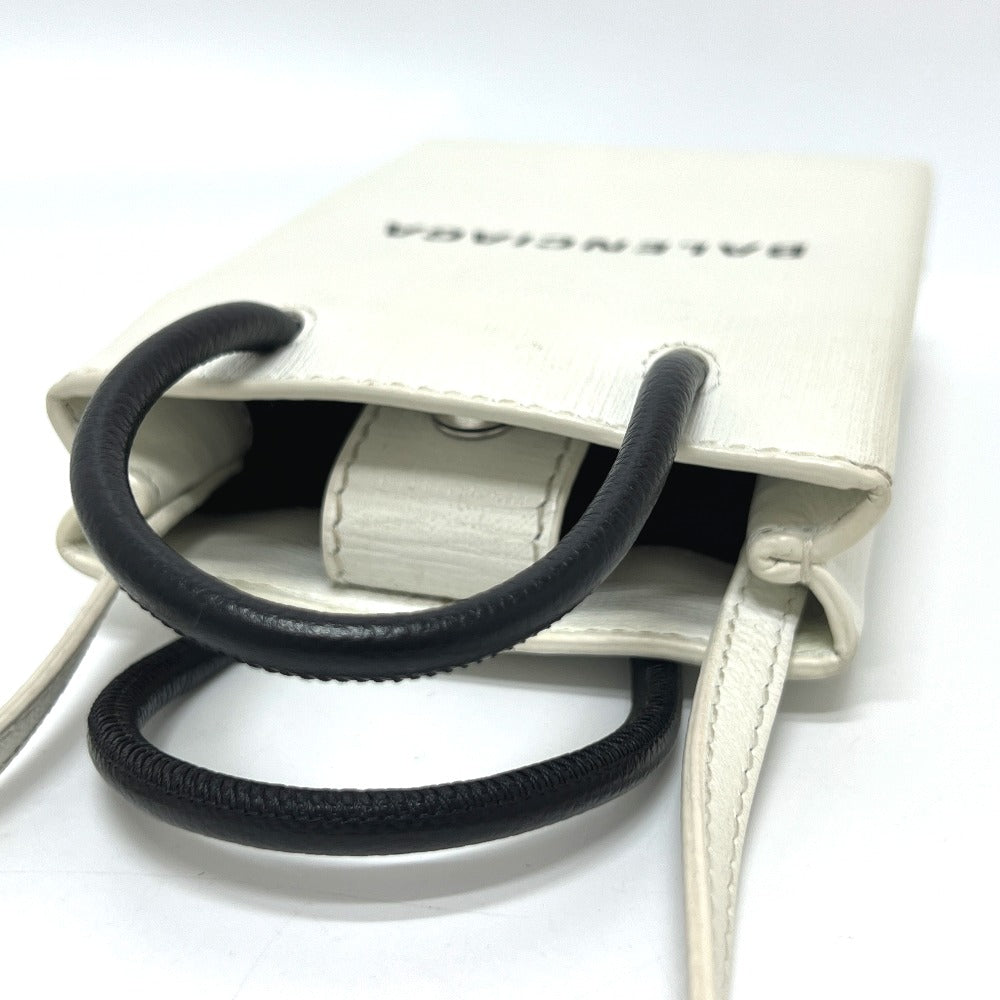 BALENCIAGA Tote Bag 593826 leather white Everyday Shopping Phone Shoulder Women Used Authentic