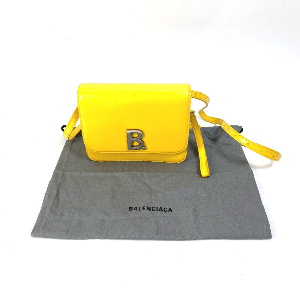 BALENCIAGA Shoulder Bag 592898 leather yellow Bag 2WAY bag clutch bag B logo Women Used Authentic