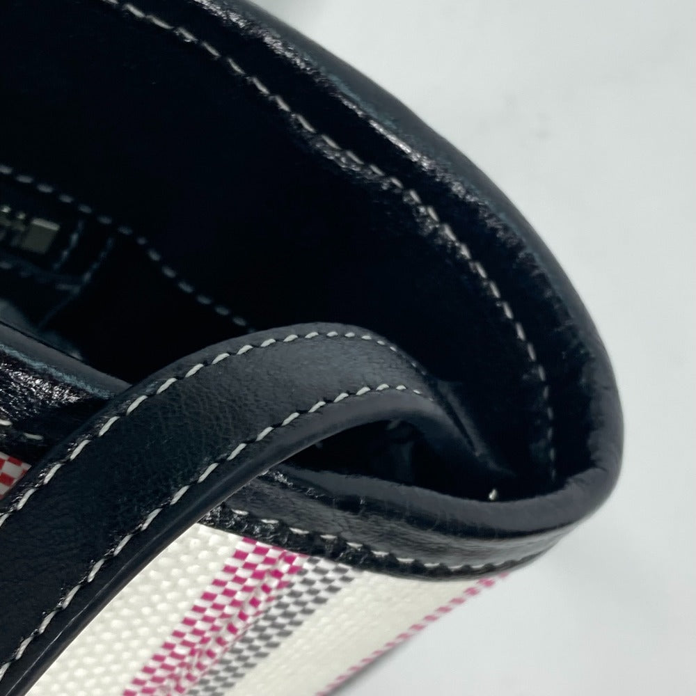 BALENCIAGA Handbag 671404 Leather, Raffia pink stripe BARBES SMALL