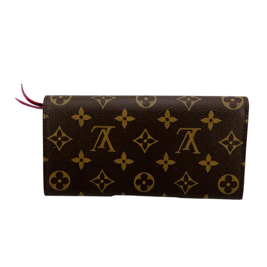LOUIS VUITTON Long Wallet Purse M60136 Monogram canvas Brown x rouge 2 fold long wallet Monogram Portefeuille Emily Women Used Authentic