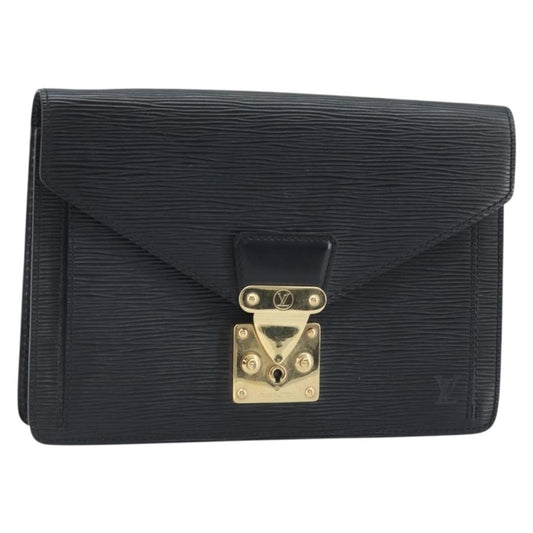 LOUIS VUITTON Dragonne Clutch Bag Epi Series Black Noir
