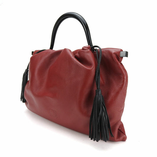 LOEWE Handbag leather Red Women Used Authentic