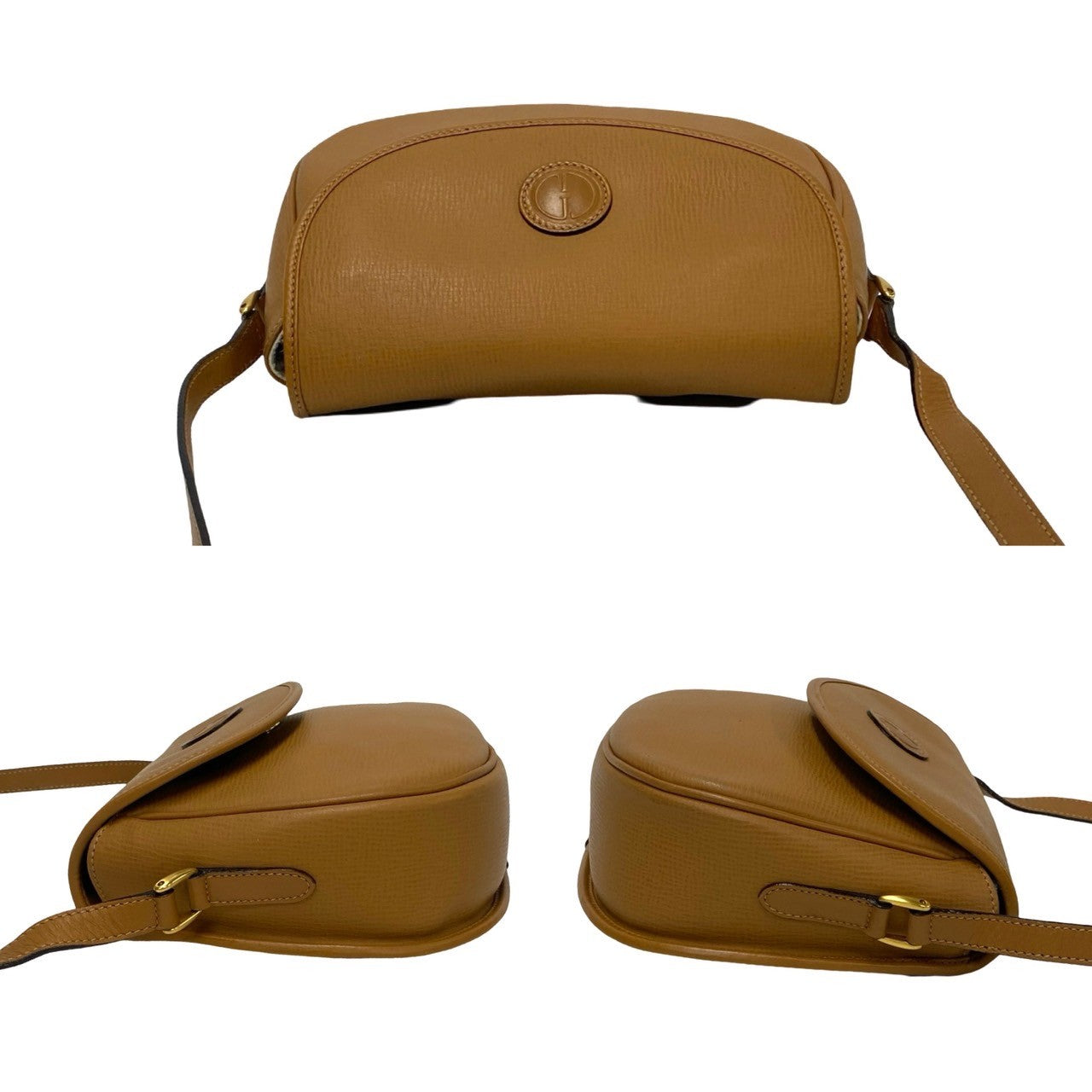 GUCCI Shoulder Bag leather Brown GG logo Women Used Authentic