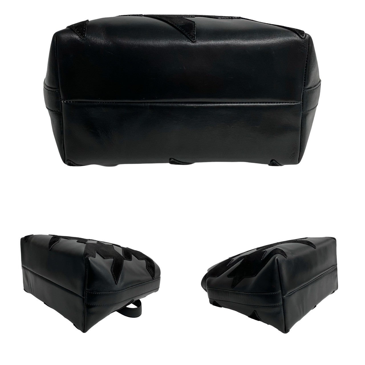 CELINE Shoulder Bag Calfskin black Arc de Triomphe Motif Circle Metal Women Used Authentic