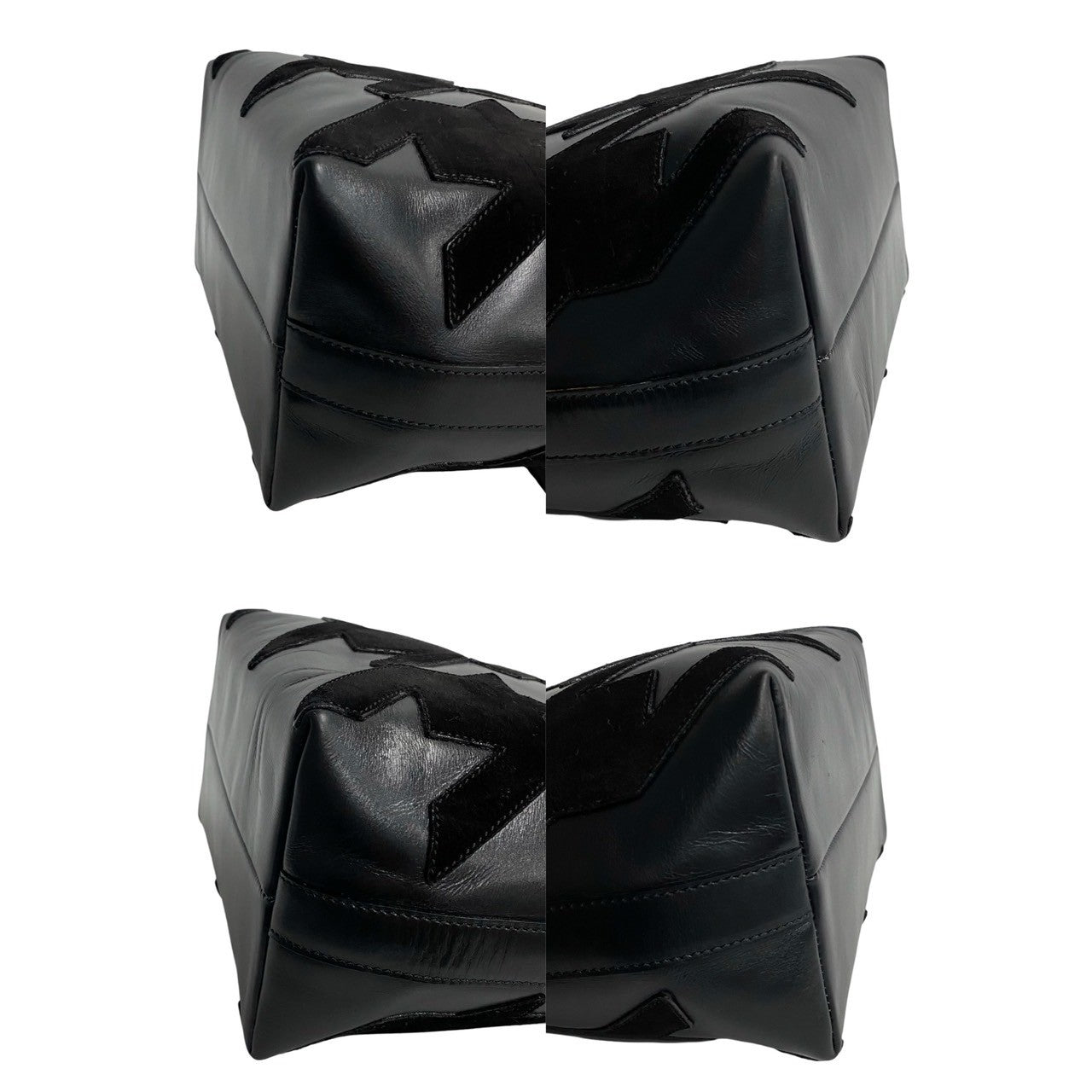CELINE Shoulder Bag Calfskin black Arc de Triomphe Motif Circle Metal Women Used Authentic