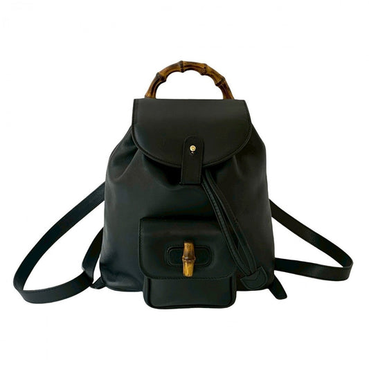 GUCCI Backpack leather black Bamboo
