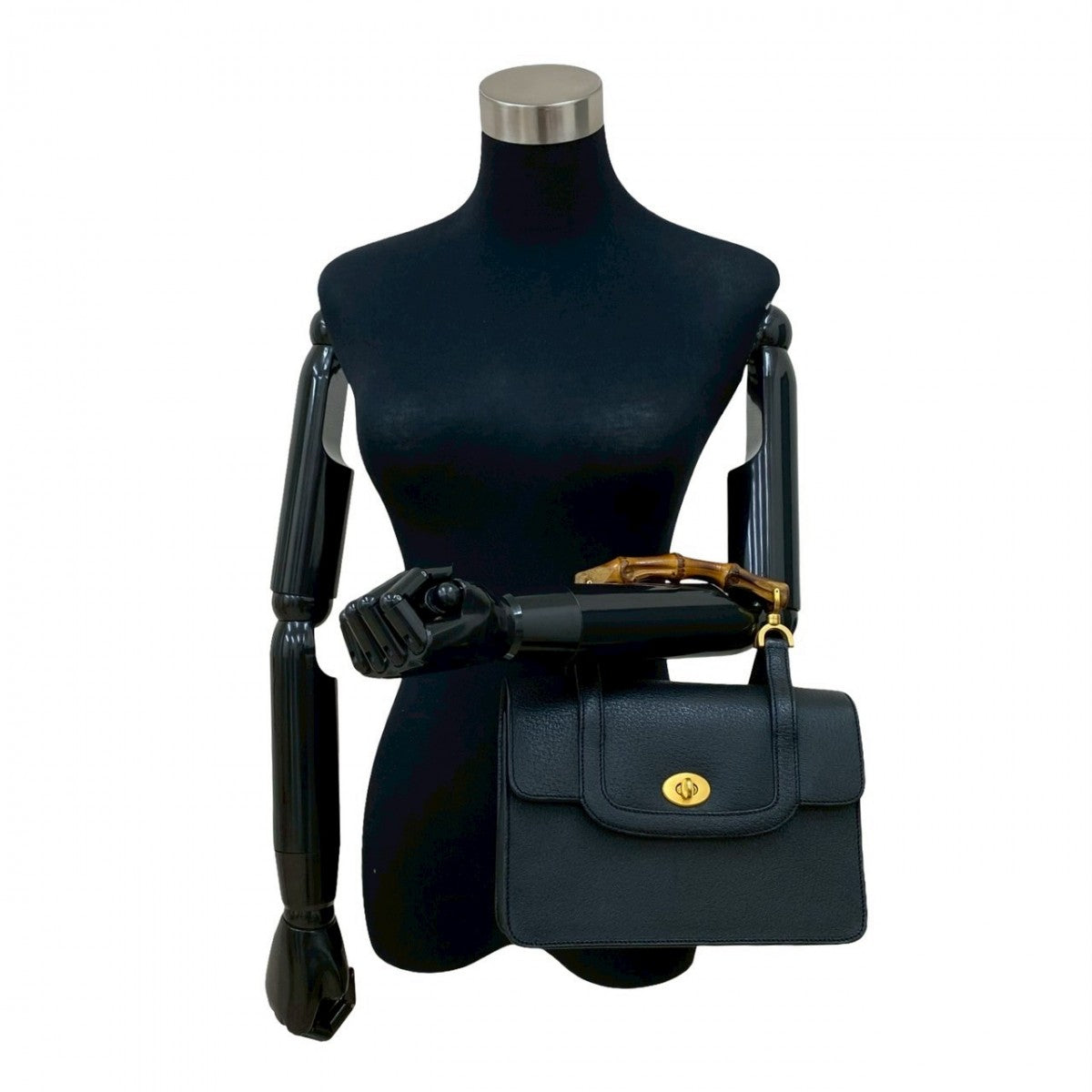 GUCCI Handbag leather black Bamboo