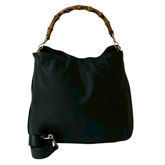 GUCCI Shoulder Bag leather black Bamboo