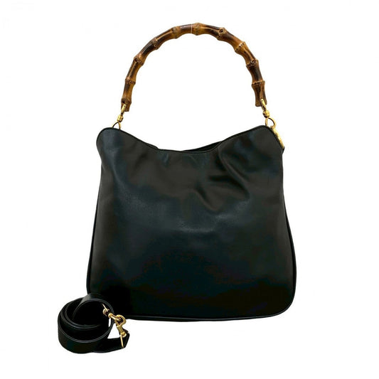 GUCCI Shoulder Bag Leather, Bamboo black Bamboo Women Used Authentic