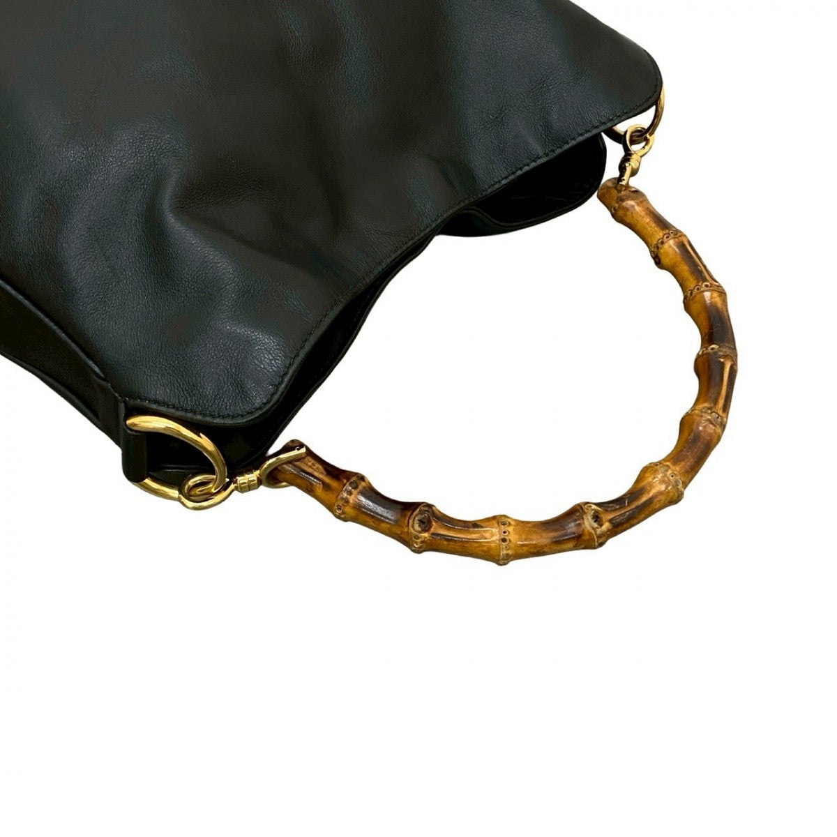 GUCCI Shoulder Bag Leather, Bamboo black Bamboo Women Used Authentic