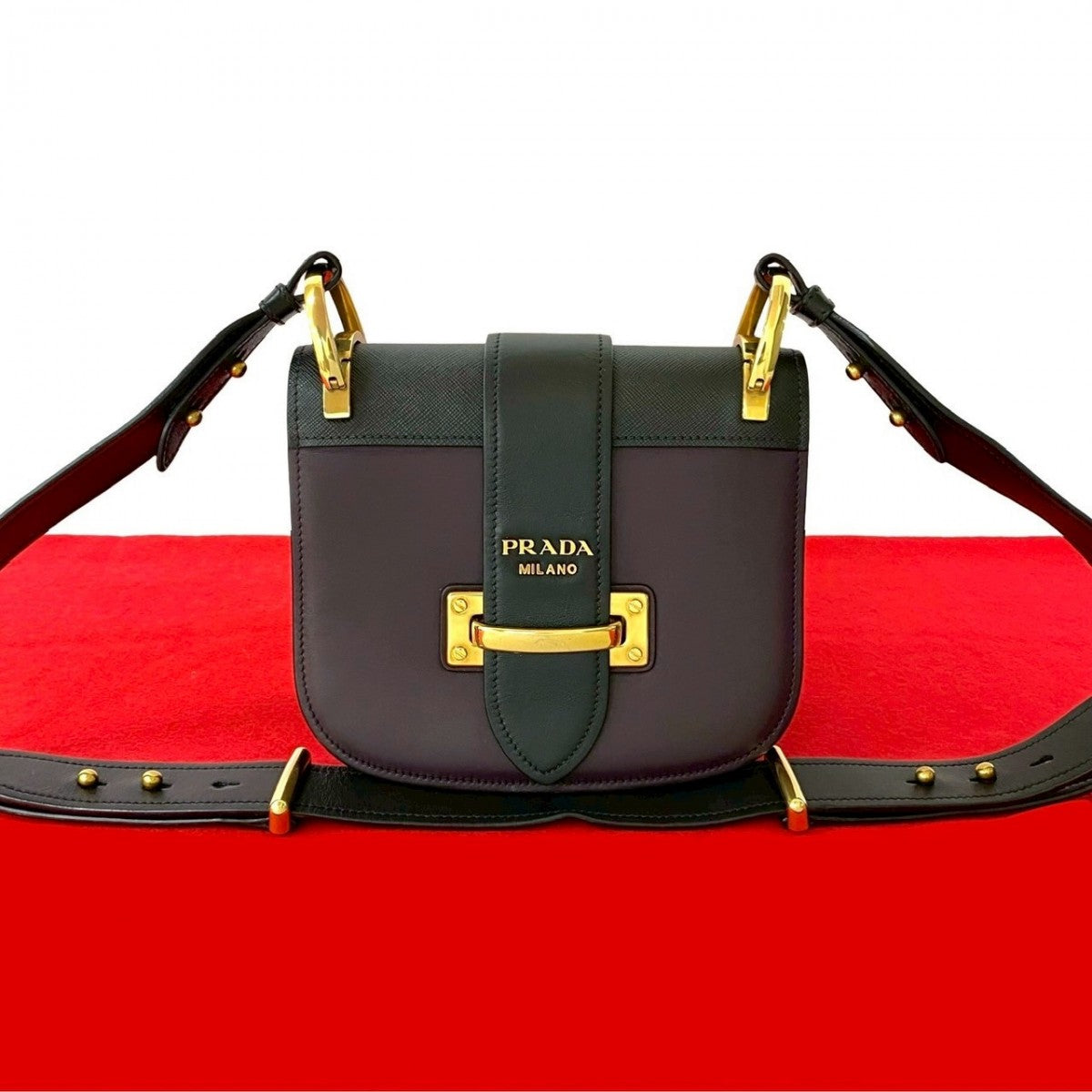 PRADA Shoulder Bag leather black Kaye