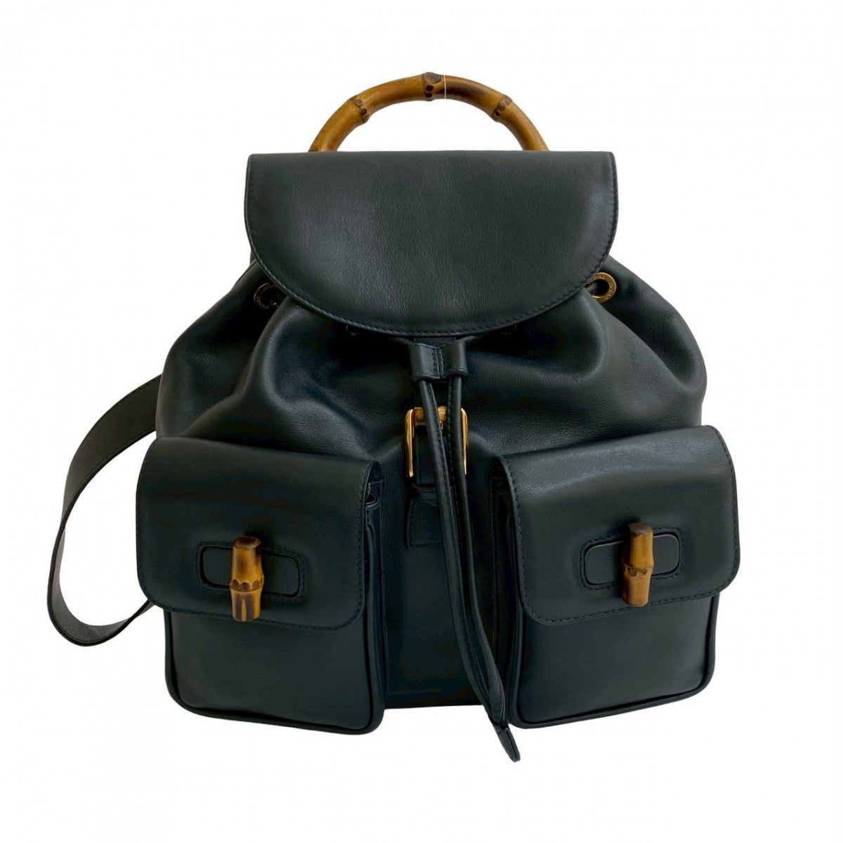 GUCCI Backpack leather Navy Bamboo
