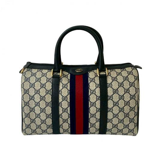 GUCCI Handbag leather Navy Sherry line