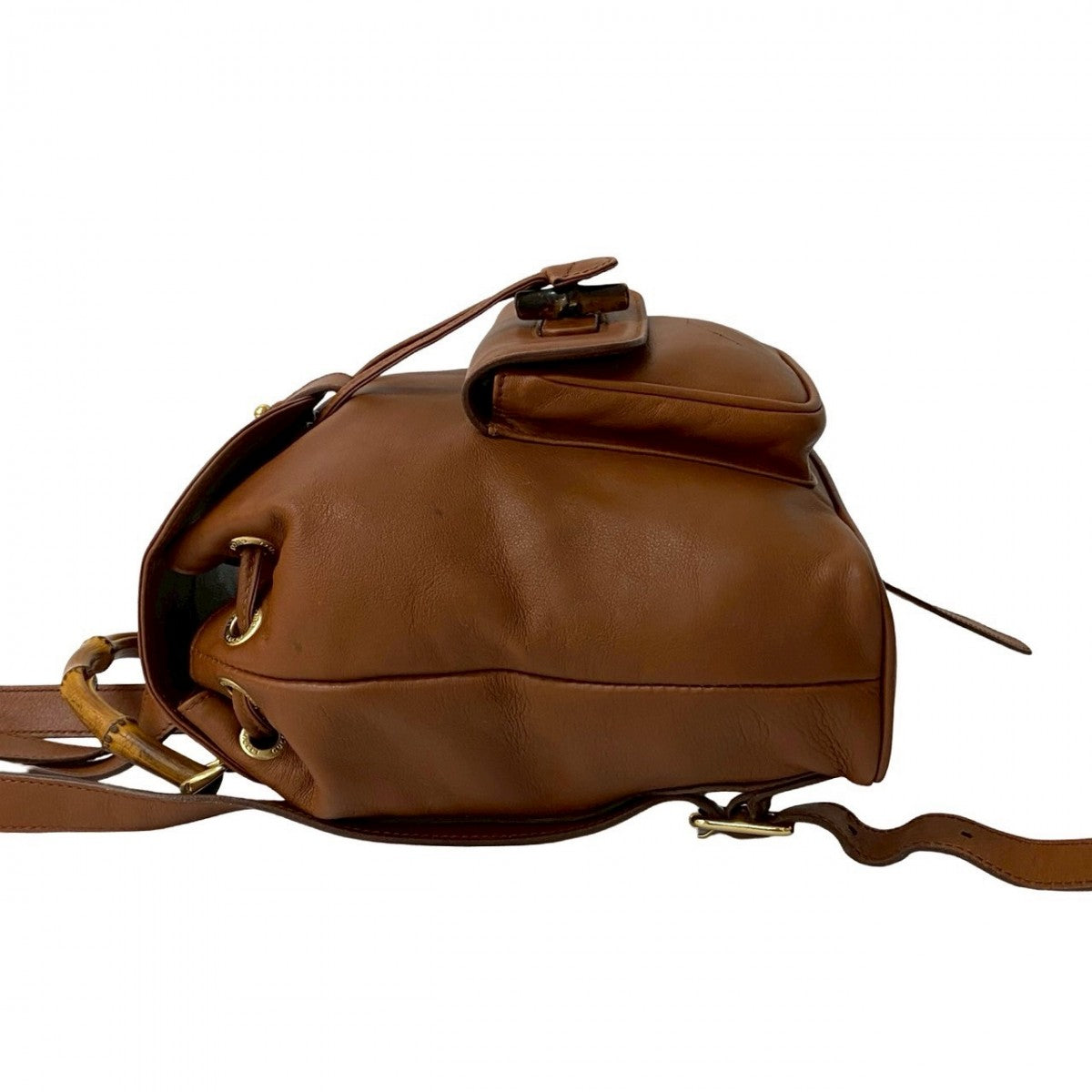 GUCCI Backpack leather Brown Bamboo Women Used Authentic