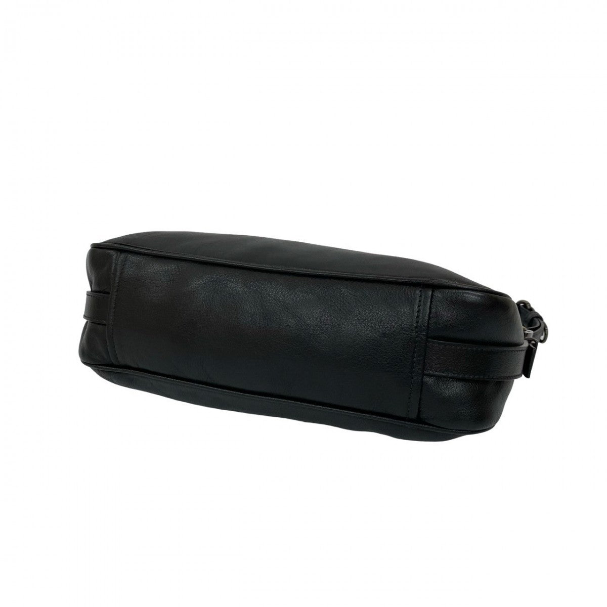 PRADA Shoulder Bag leather black logo Metal Women Used Authentic