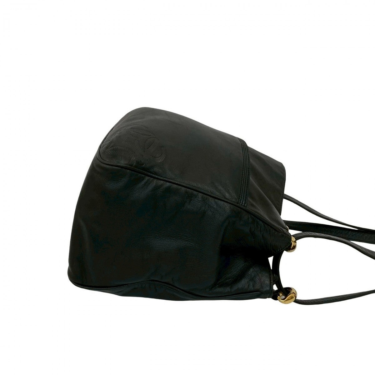 LOEWE Shoulder Bag leather black Anagram logo Women Used Authentic
