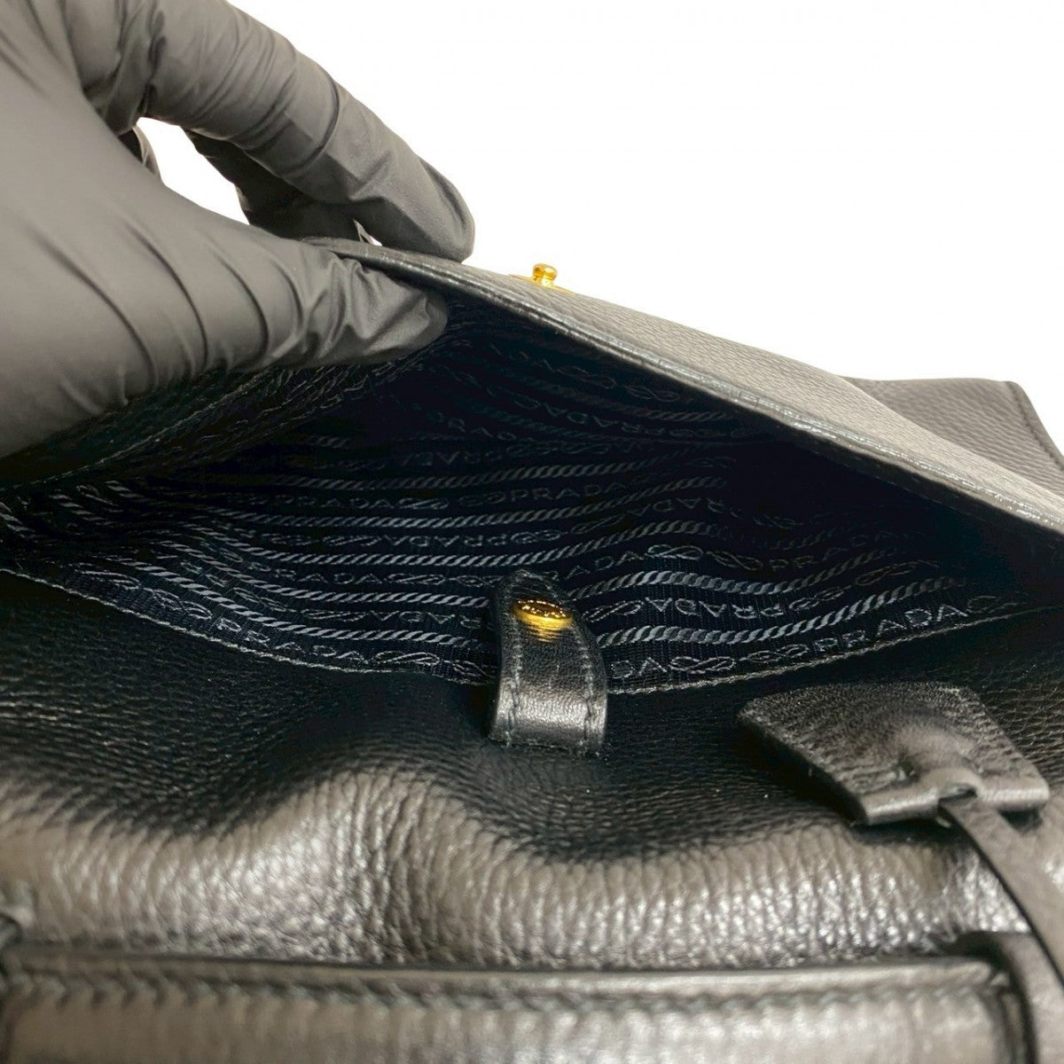 PRADA Shoulder Bag leather black