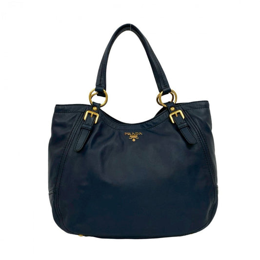 PRADA Tote Bag leather Navy