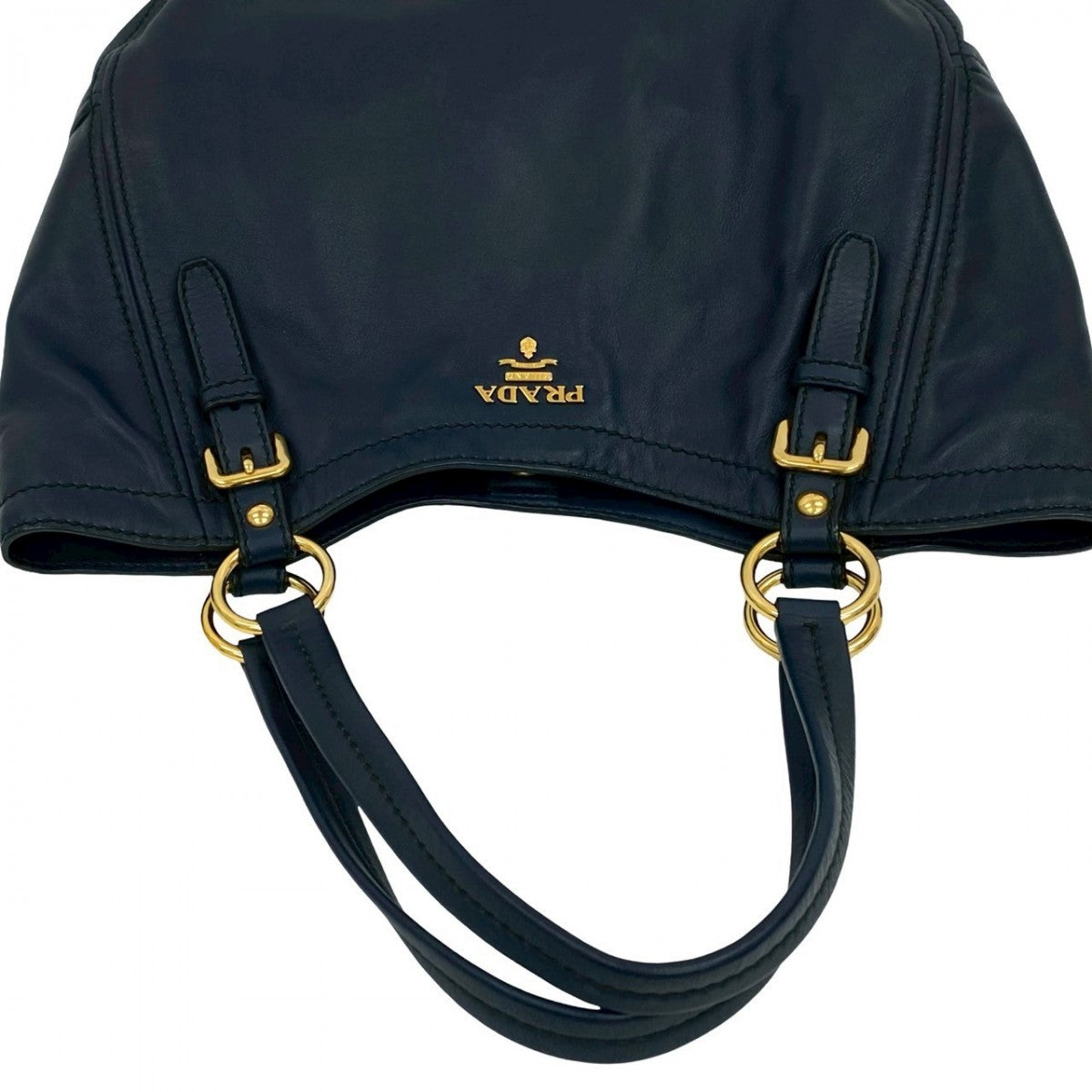 PRADA Tote Bag leather Navy