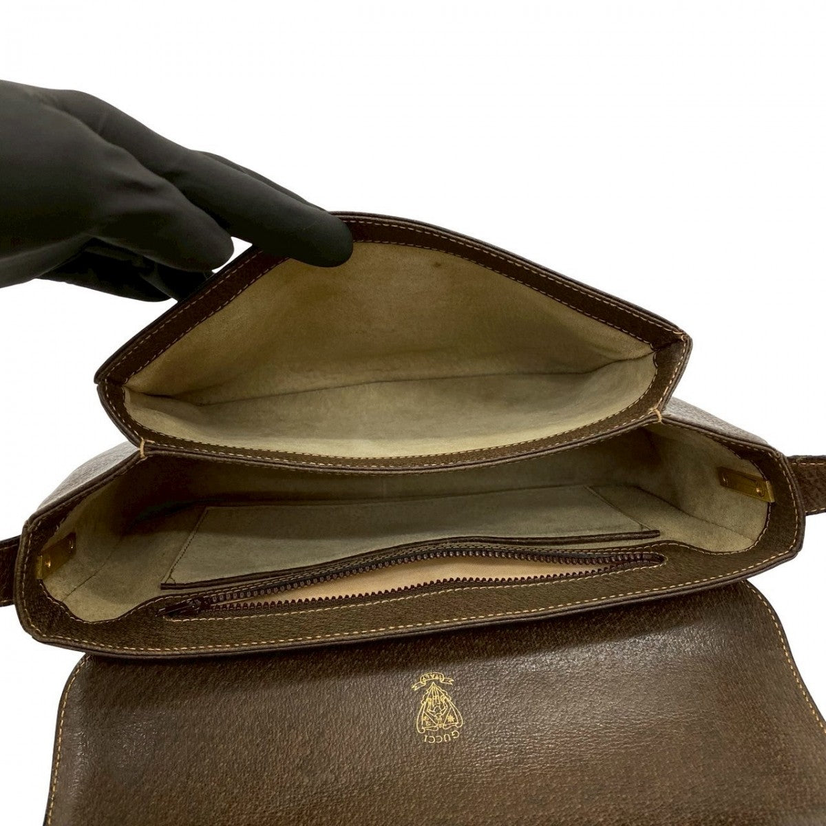 GUCCI Shoulder Bag leather Brown