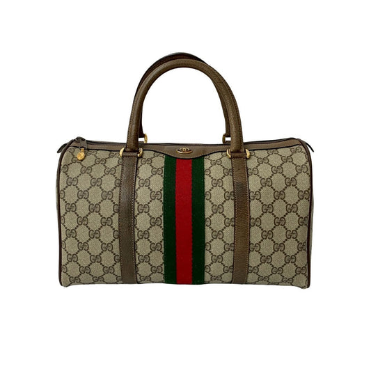 GUCCI Boston Duffel bag leather Brown Sherry line